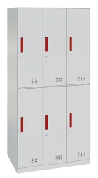 S-LINE 906 skříň 6-boxová, 1850x900x500 mm, šedá/úchytka červená